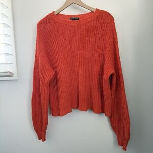 Eileen Fisher Large Organic Cotton Sweater Orange Relaxed Boxy Lounge